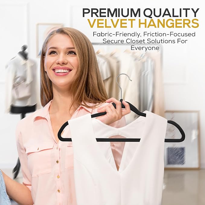 50 Pack New Premium Quality Velvet Hangers Ultra Thin Non Slip Adult Felt Space