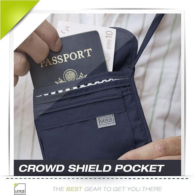 Lewis N. Clark RFID Blocking Stash Neck Wallet, Travel Pouch + Passport Holder