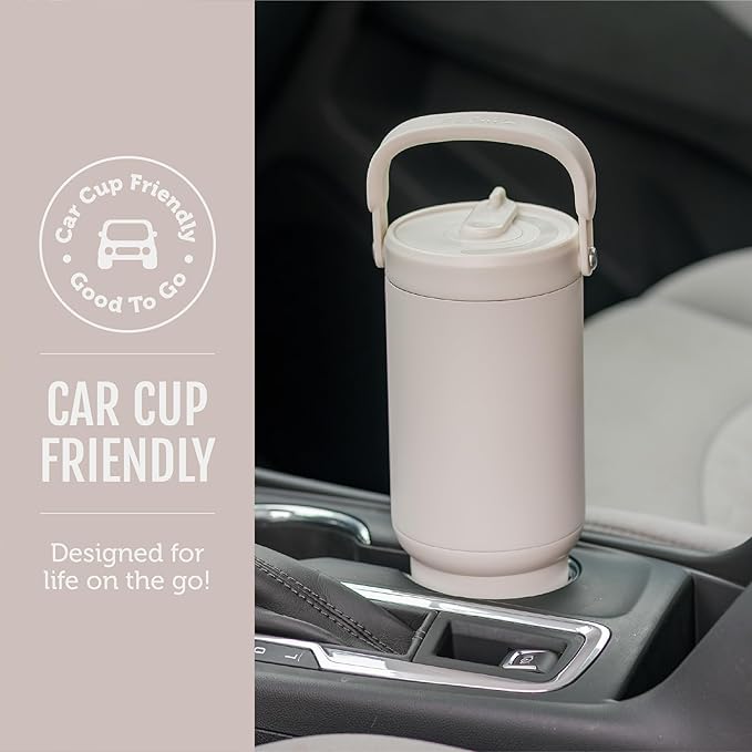 Ello Oasis Go+ 26oz Tumbler with Top Handle and Retracting Straw | Reusable Insulated Stainless Steel Cup, 100% Leakproof Water Bottle, 24 Hours Cold, Cup Holder Friendly For Travel | Wild Dot