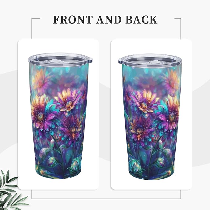 Sunflower Tumbler with Lid and Straw 20oz Vacuum Insulated Coffee Cup Stainless Steel Tumblers Leakproof Travel Mug Present for Women Men