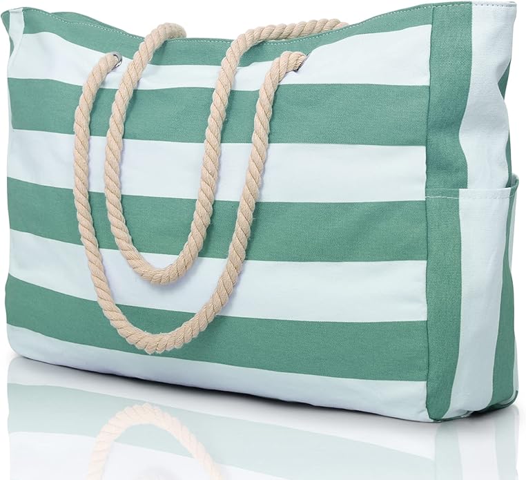 Becokan Beach Bags for Women Large Waterproof Beach Tote Bag Zipper Beach Bags