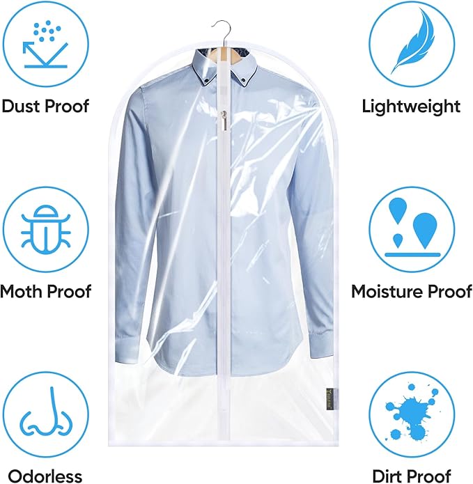 BALEINE 40'' Clear Garment Bags, 2 Packs PEVA Dress Bag