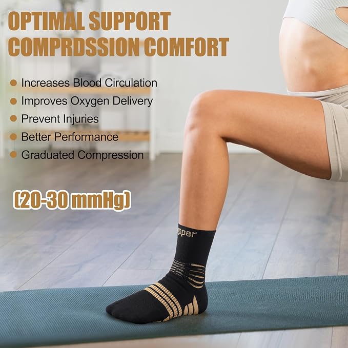NEENCA Professional Copper Compression Socks, Medical Ankle Support Socks