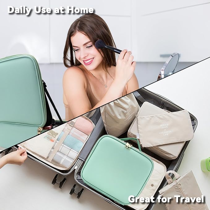 Travel Makeup Bag with LED Mirror and 10x magnifying glass with 3 Lighted