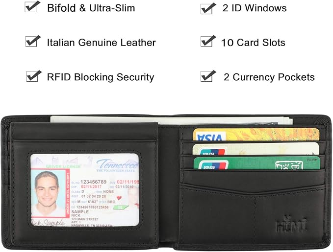 Wallet for Men-Genuine Leather RFID Blocking Bifold Stylish Wallet