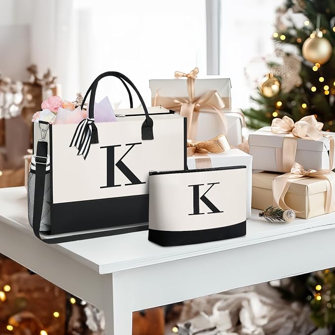 BAGAIL Initial Tote Bag, Personalized Birthday Gifts