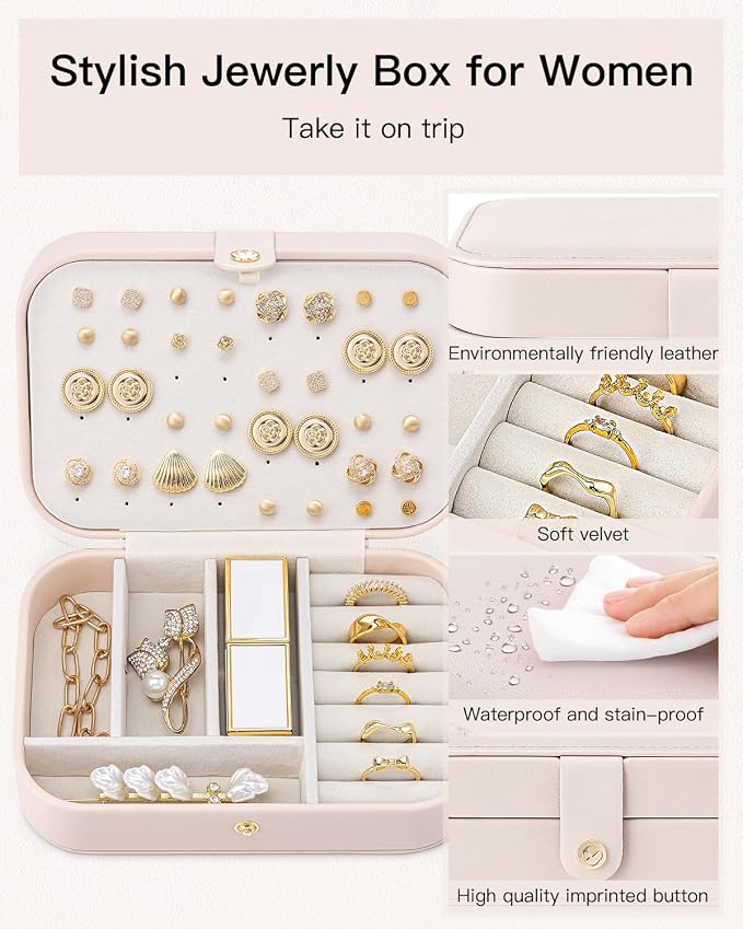 Vlando Travel Jewelry Case, PU Leather Travel Jewelry Box