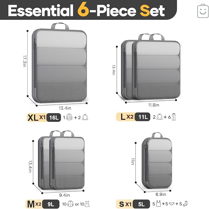 Veken 6/9/11 Set Compression Packing Cubes
