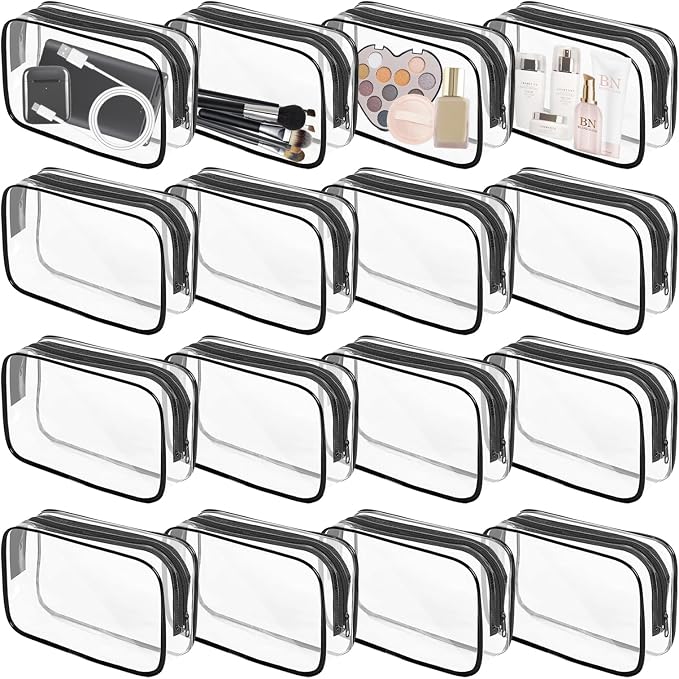16 Pieces Clear Makeup Bags Bulk, TSA Approved Toiletry Bag