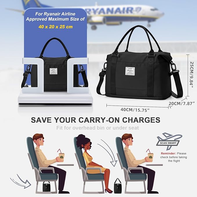 Travel Duffel Bag, Sports Tote Gym Bag, Shoulder Weekender Overnight Bag