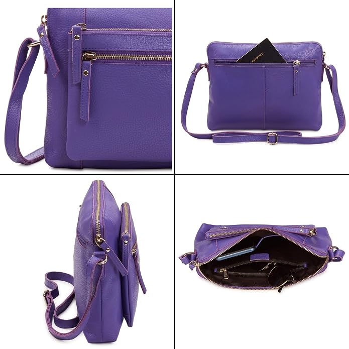Wise Owl Accessories Small Soft Pebbled Real Leather Crossbody Handbags Purses