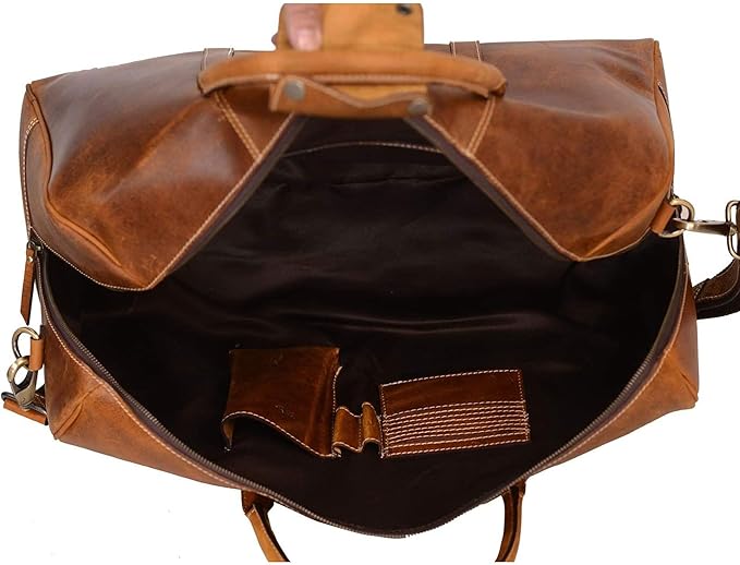 KomalC Leather Duffel Bags for Men and Women Full Grain Leather Travel