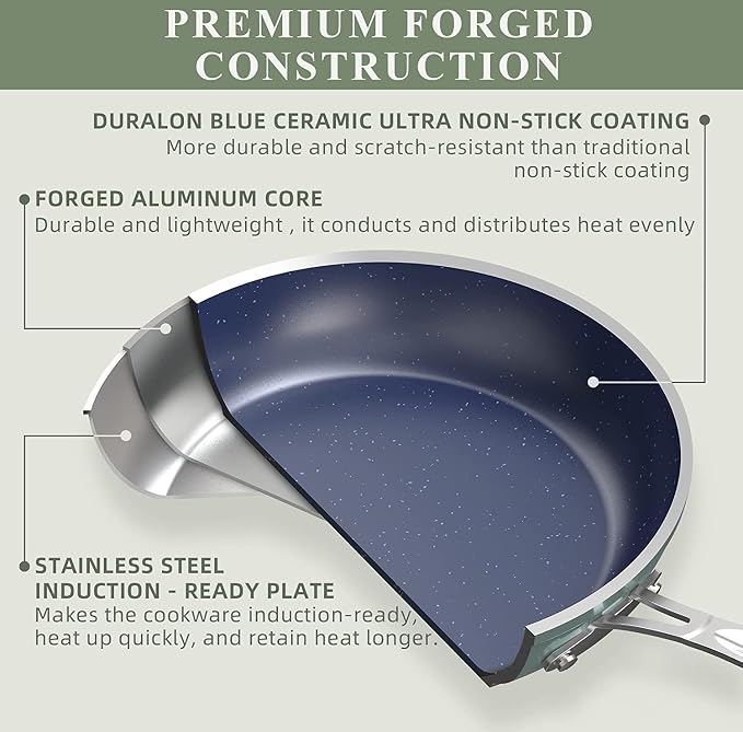 Nuwave Healthy Duralon Blue Ceramic Nonstick Coated 7pc Cookware Set,