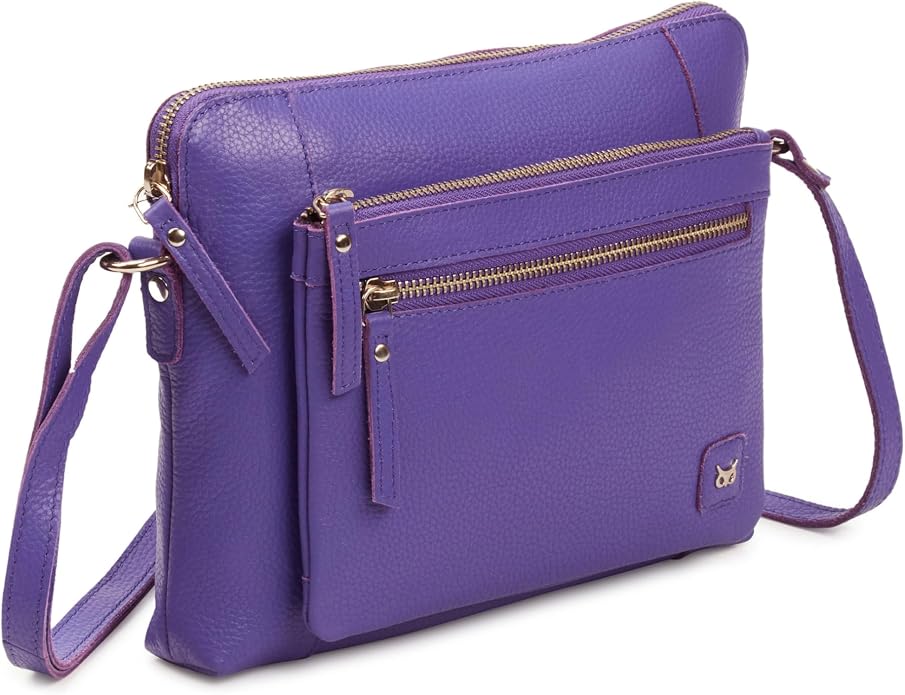 Wise Owl Accessories Small Soft Pebbled Real Leather Crossbody Handbags Purses