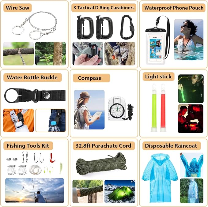 Survival Kit, Emergency Kit for Earthquake, Outdoor Adventure, Gifts for Men