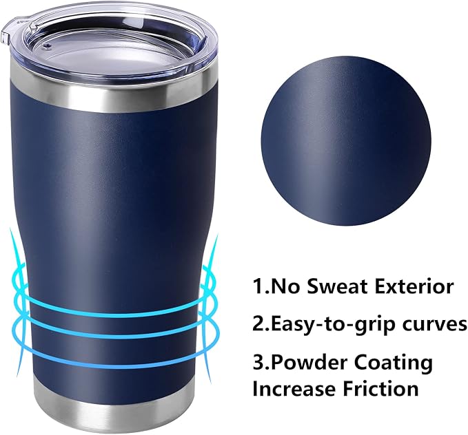 DOMICARE 20oz Tumbler with Lid Stainless Steel Tumblers Bulk, Double Wall