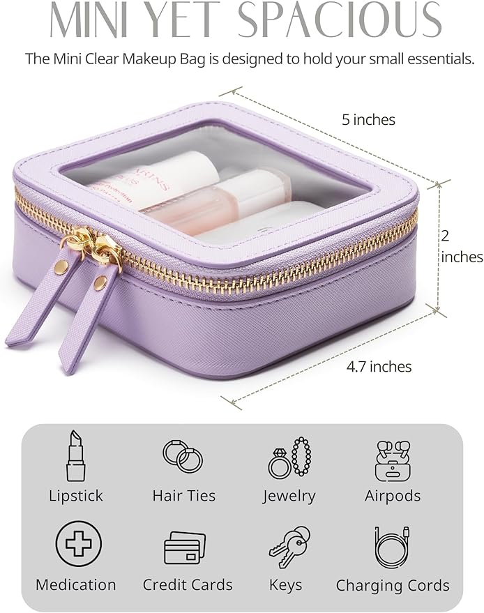 Popvibe Clear Makeup Bag Travel Cosmetic Case Transparent Toiletry Bag