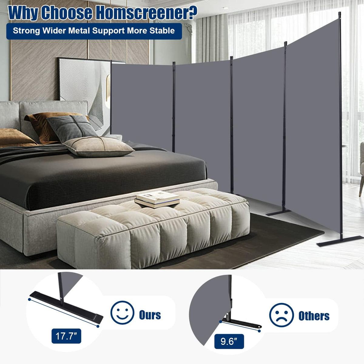 Room Divider 6FT Portable Room Dividers and Folding Privacy Screens, 136'' W Fabric Divider for Room Separation, 4 Panel Partition Room Dividers Freestanding Wall Divider Screen for Dorm Studio Office