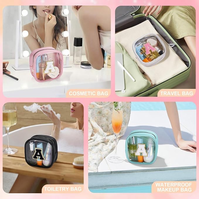 YOOLIFE Mini Initial Makeup Bag | Travel Toiletry Bag | Clear Makeup Bag |