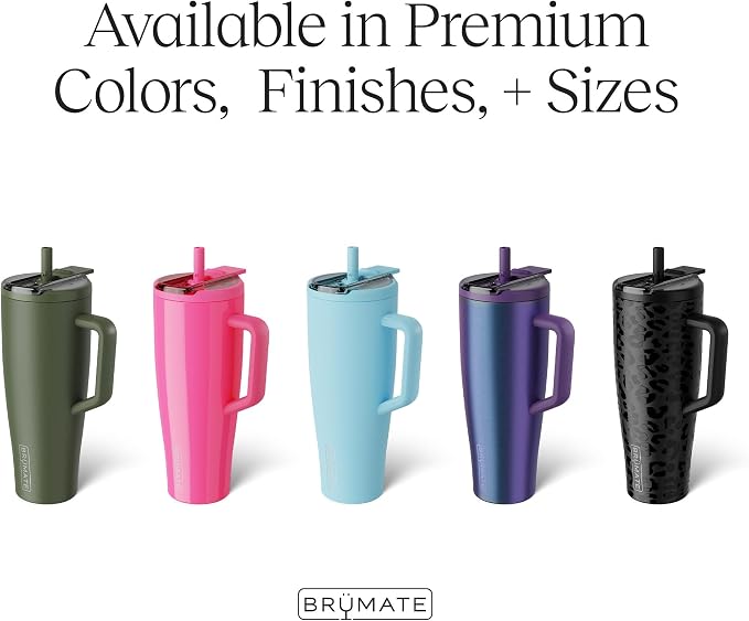 BrüMate Era Flip 40oz Tumbler with 100% Leakproof Covered Straw Lid | Hygienic Covered Straw | Insulated Stainless Steel Water Bottle with Handle | Cup Holder Friendly | BPA-Free (Onyx Leopard)