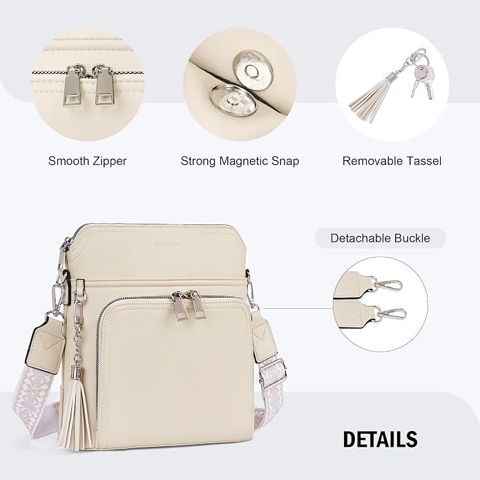 Crossbody Purse for Women, Lightweight Medium Crossbody Bag Soft Leather