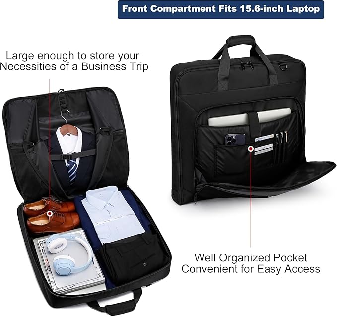 Garment Bag Travel Suit Bag for Men Large 40-Inch Carry on Garment Bag Up to 3