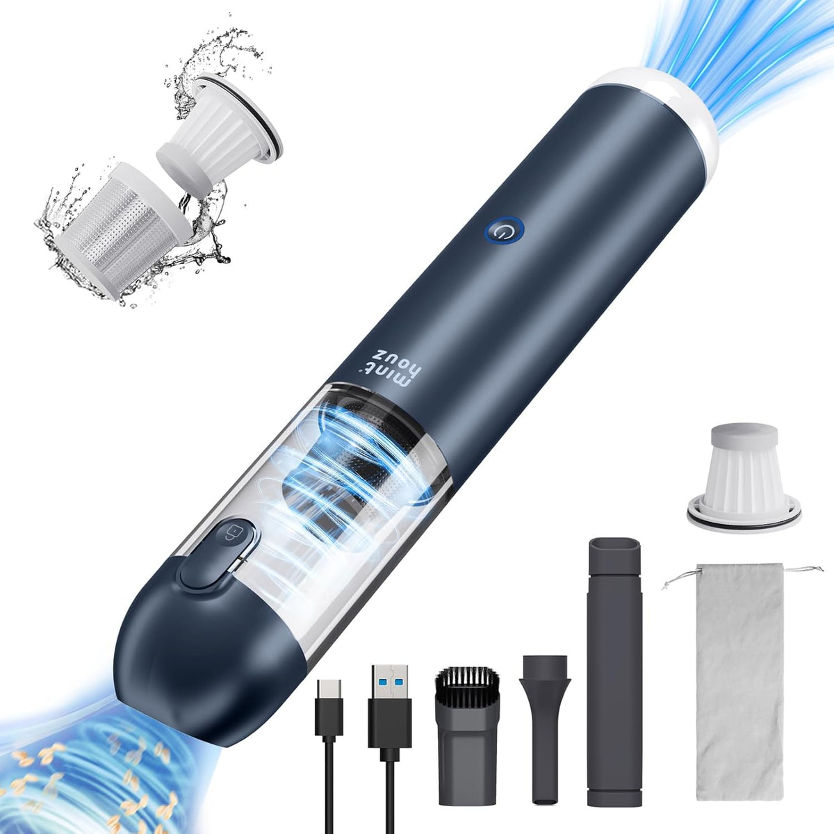 Car Vacuum - 17000Pa/120W Handheld Vacuum Cordless with Blower & 2 Filters, Rechargeable Ultra Lightweight Hand Held Vacuum Mini Vacuum Cleaner for Car Home Pet Office Keyboard Cleaning