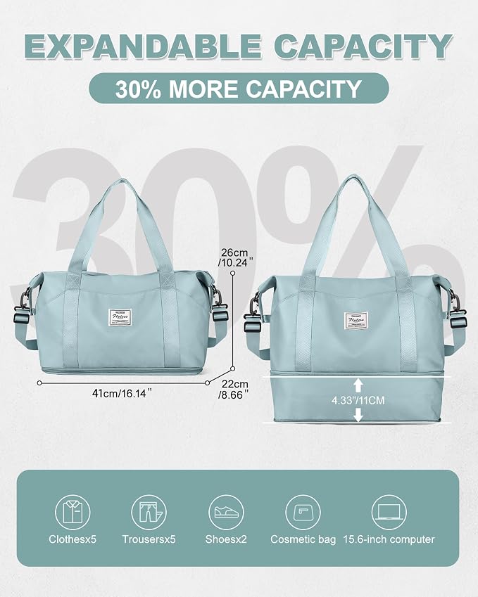 Travel Duffel Bag, Sports Tote Gym Bag, Shoulder Weekender Overnight Bag