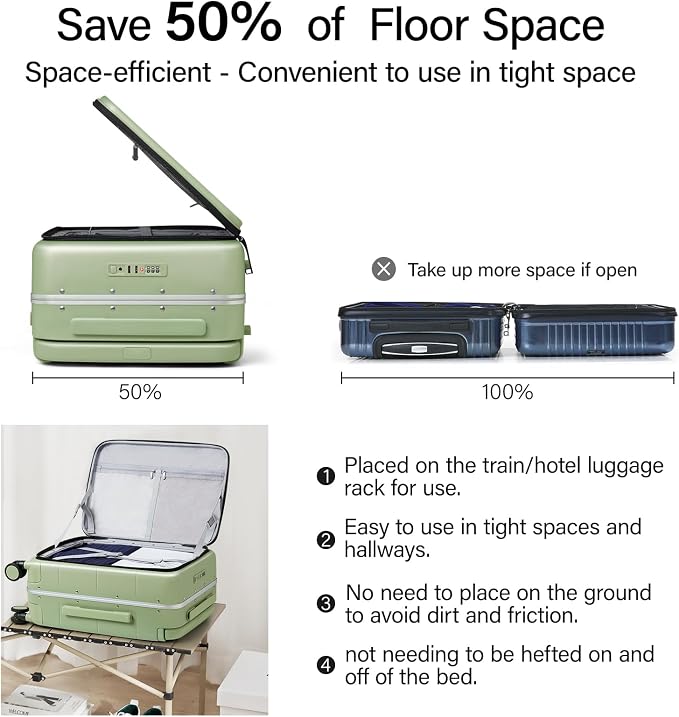 Hanke Top Opening Carry On Luggage, 20 Inch Zipperless Aluminum Frame Wide