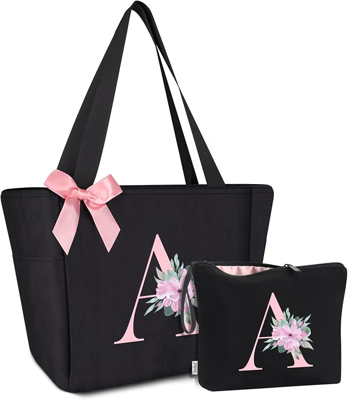 Vavabox Tote Bag, A-Z Initial Monogrammed Waterproof Tote Bag, Bridesmaid Gifts