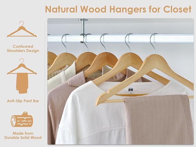 StorageWorks Wooden Hangers 30 Pack, Wood Coat Hanger