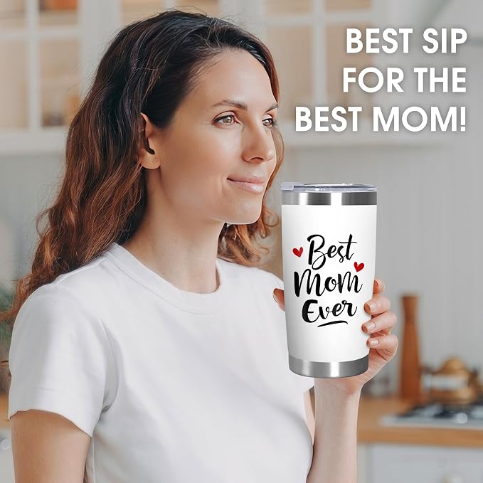TEEZWONDER Mothers Day Gifts from Daughter Son - 20 oz Stainless Steel Insulated Coffee Tumbler with Lid - Birthday Gifts for Mom, Mothers in Law, Mama, Grandma, Tumblers for Women