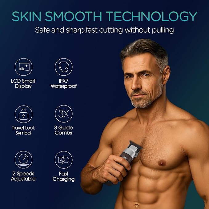 VOYOR Body Hair Trimmer for Men, Electric Razor, Versatile Groin & Body Trimmer