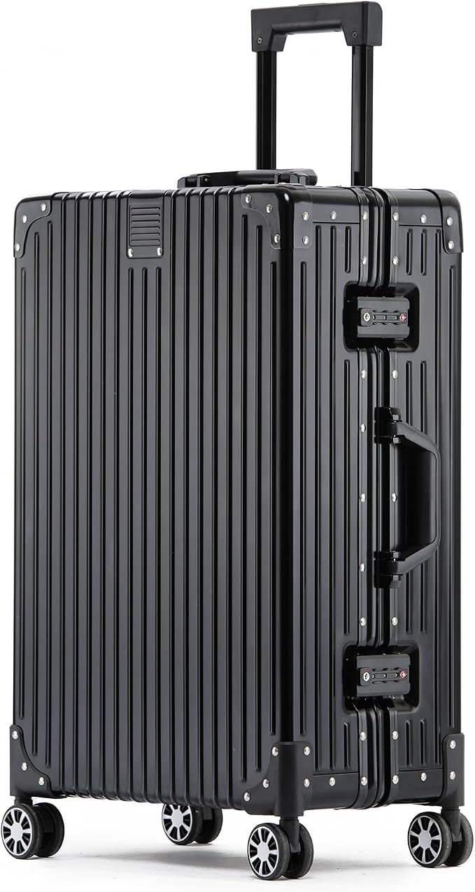 Metal All Aluminum Carry-on Luggage TSA Customs Lock Zipperless Silent Rotary