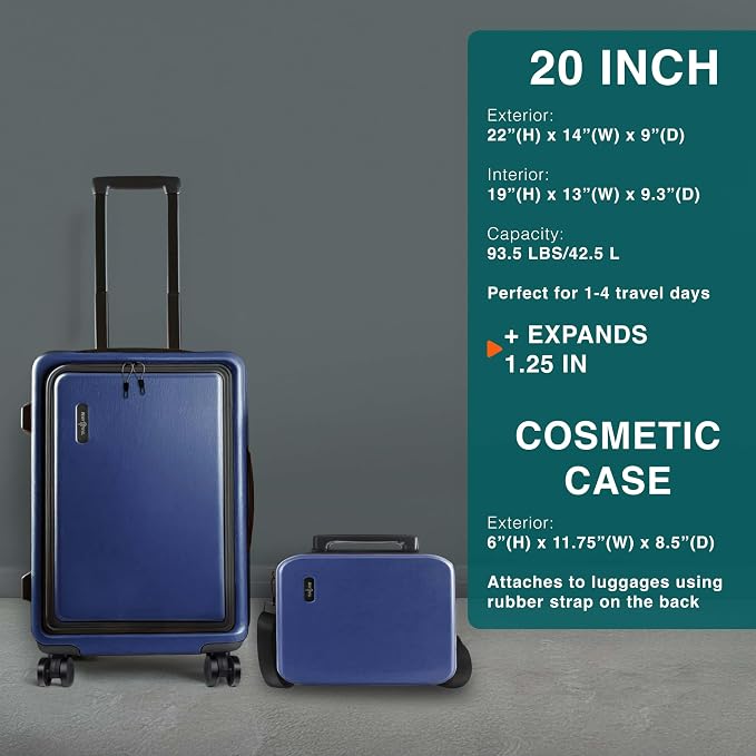 Luggage Sets 3 Piece, 22 Inch Carry on Luggage and 24 Inch Suitcases