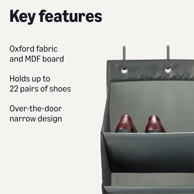 Amazon Basics 8 Tier Over the Door Shoe Organizer, Dark Grey