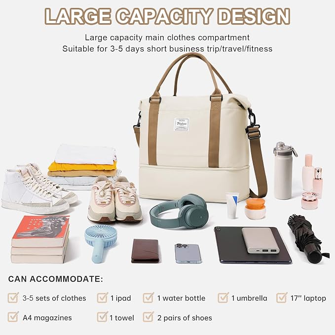 Travel Duffel Bag, Sports Tote Gym Bag, Shoulder Weekender Overnight Bag