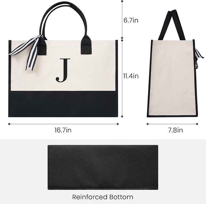 BAGAIL Initial Tote Bag, Personalized Birthday Gifts