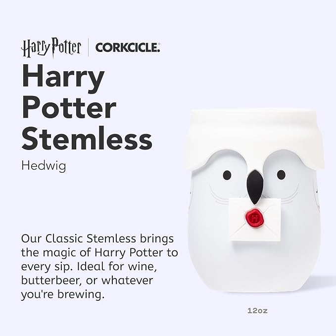 Corkcicle Stemless Insulated Wine Glass Tumbler - Beverages Cold 6 & Hot 3 Hours - Stainless Steel - Easy-Grip - Summer Drinkware Gift - Keeps Drinks Ice - 12 oz - Hedwig