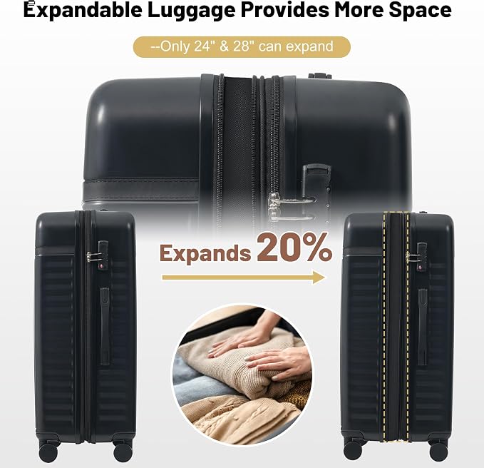 Merax Luggage Sets Front Opening, 2 Piece Hardshell Suitcase