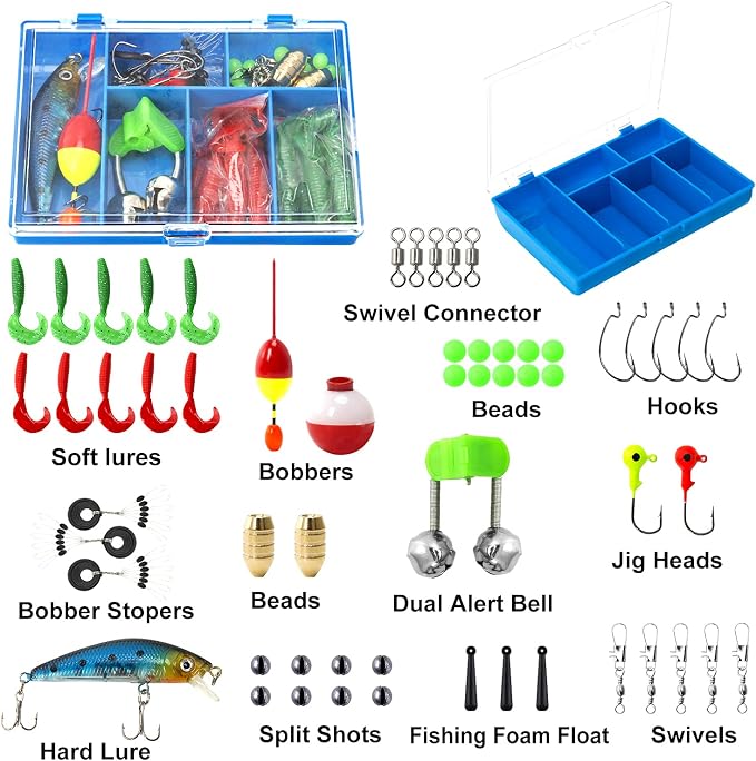 PLUSINNO Kids Fishing Pole, Portable Telescopic Fishing Rod and Reel Combo Kit -