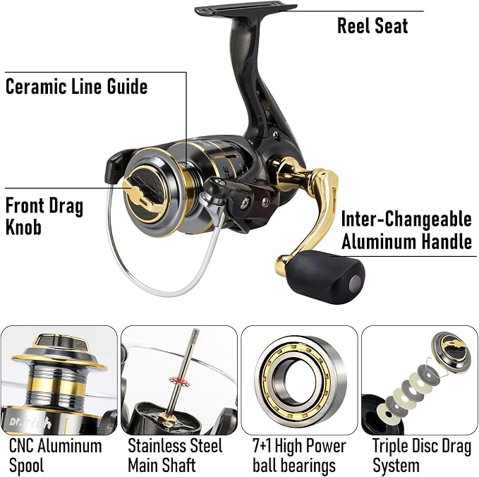Dr.Fish Fishing Rod and Reel Combos 125-Pieces Telescopic Spinning Pole Reel