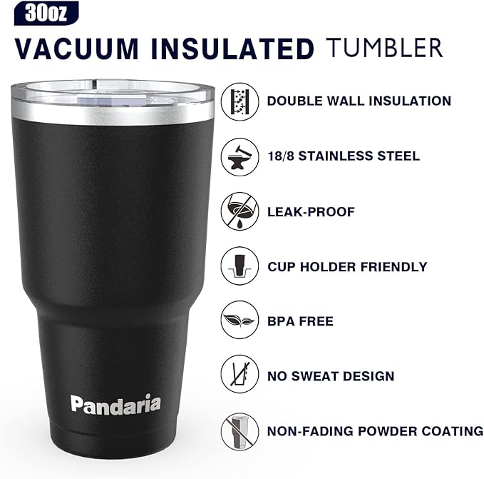 30 oz Travel Coffee Tumbler Cup, Double Wall Stainless Steel Reusable Spill