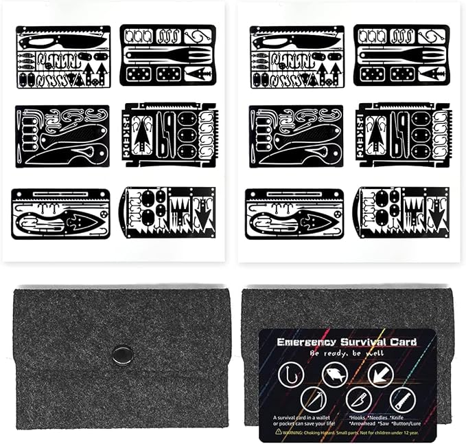 PSKOOK 12 Pcs Survival Multitool Card Emergency Camping Tool EDC Kit in Your
