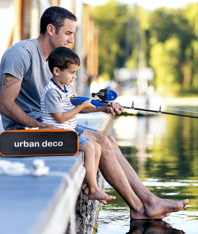 Urban Deco Kids Fishing Pole Set Portable Telescopic Kids Fishing Rod and Reel