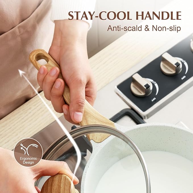 SENSARTE White Ceramic Nonstick Saucepan