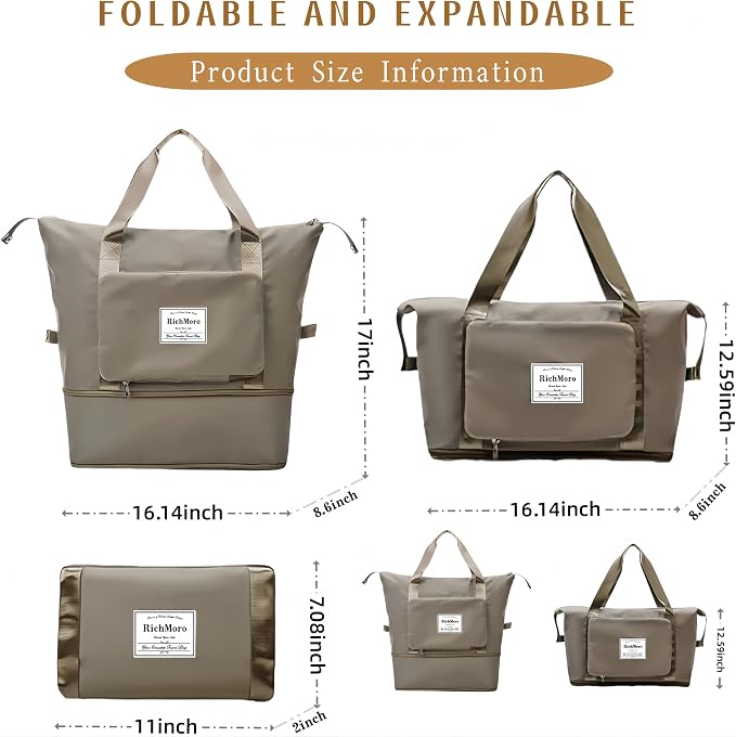 Large Capacity Foldable Travel Bag, Expandable lightweight Carry on Bag