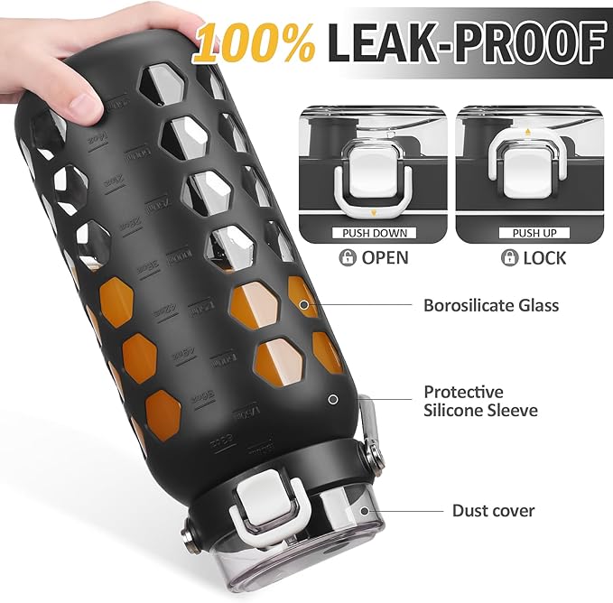 MUKOKO 64oz Glass Water Bottles