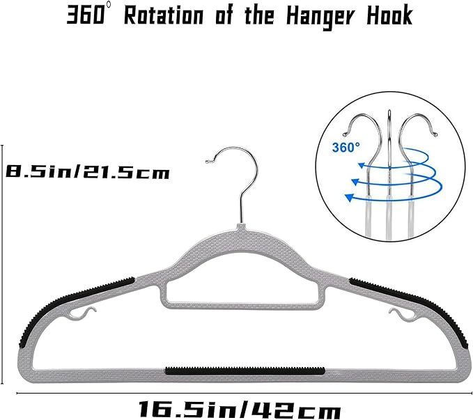 50 Pack Plastic Clothes Hangers Non Slip
