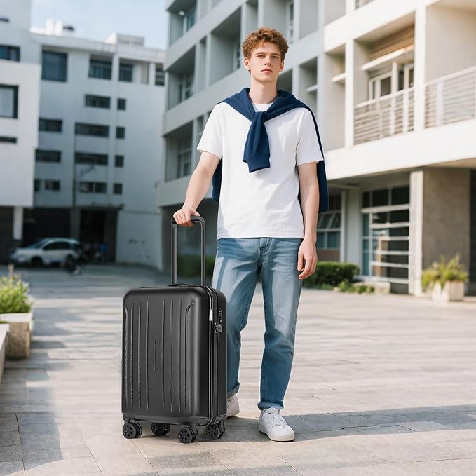 KYME Suitcase Hardshell With Double Spinner Wheels, PC+ABS TSA Lock Travel